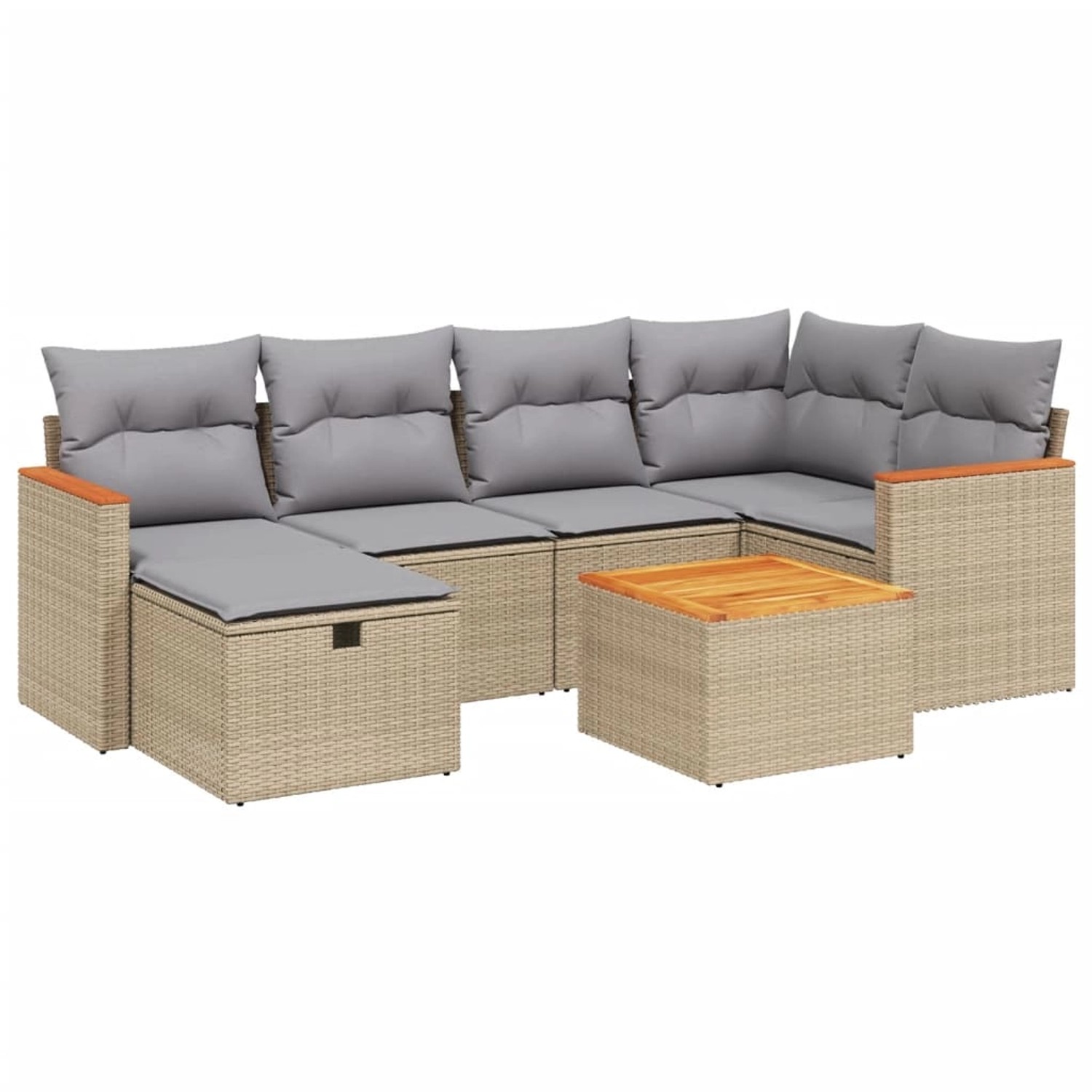 vidaXL 7-tlg Garten-Sofagarnitur mit Kissen Beige Poly Rattan Modell 192 günstig online kaufen