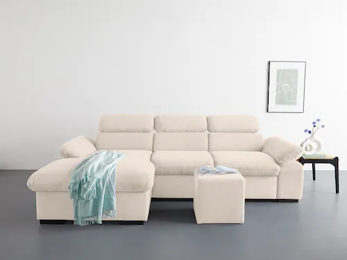 COTTA Ecksofa "Lola L-Form", (Set, mit Hocker), mit Hocker & Kopfteilfunkti günstig online kaufen