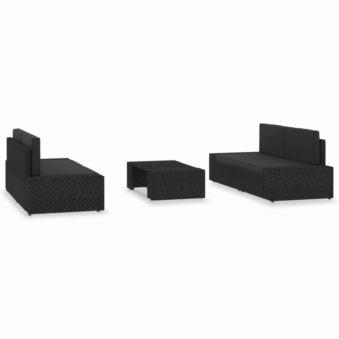 5-tlg. Garten-lounge-set Poly Rattan Schwarz günstig online kaufen