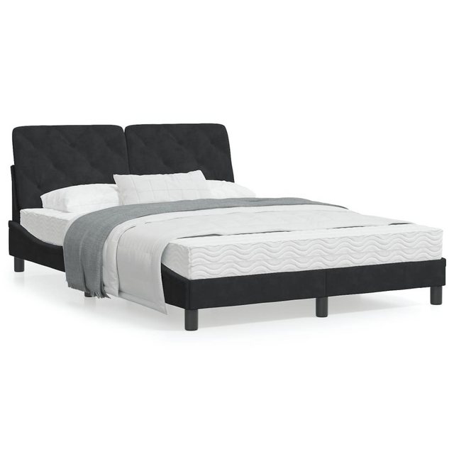vidaXL Bett Bett mit Matratze Schwarz 120x200 cm Samt günstig online kaufen