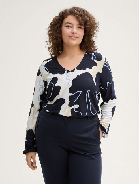 TOM TAILOR PLUS Langarmshirt Plus Size - Blusenshirt mit Muster günstig online kaufen