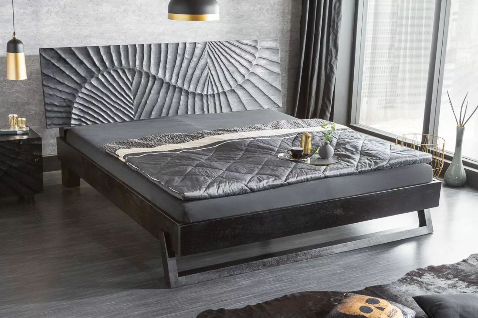 riess-ambiente Bett SCORPION 180x200cm schwarz (Einzelartikel, günstig online kaufen