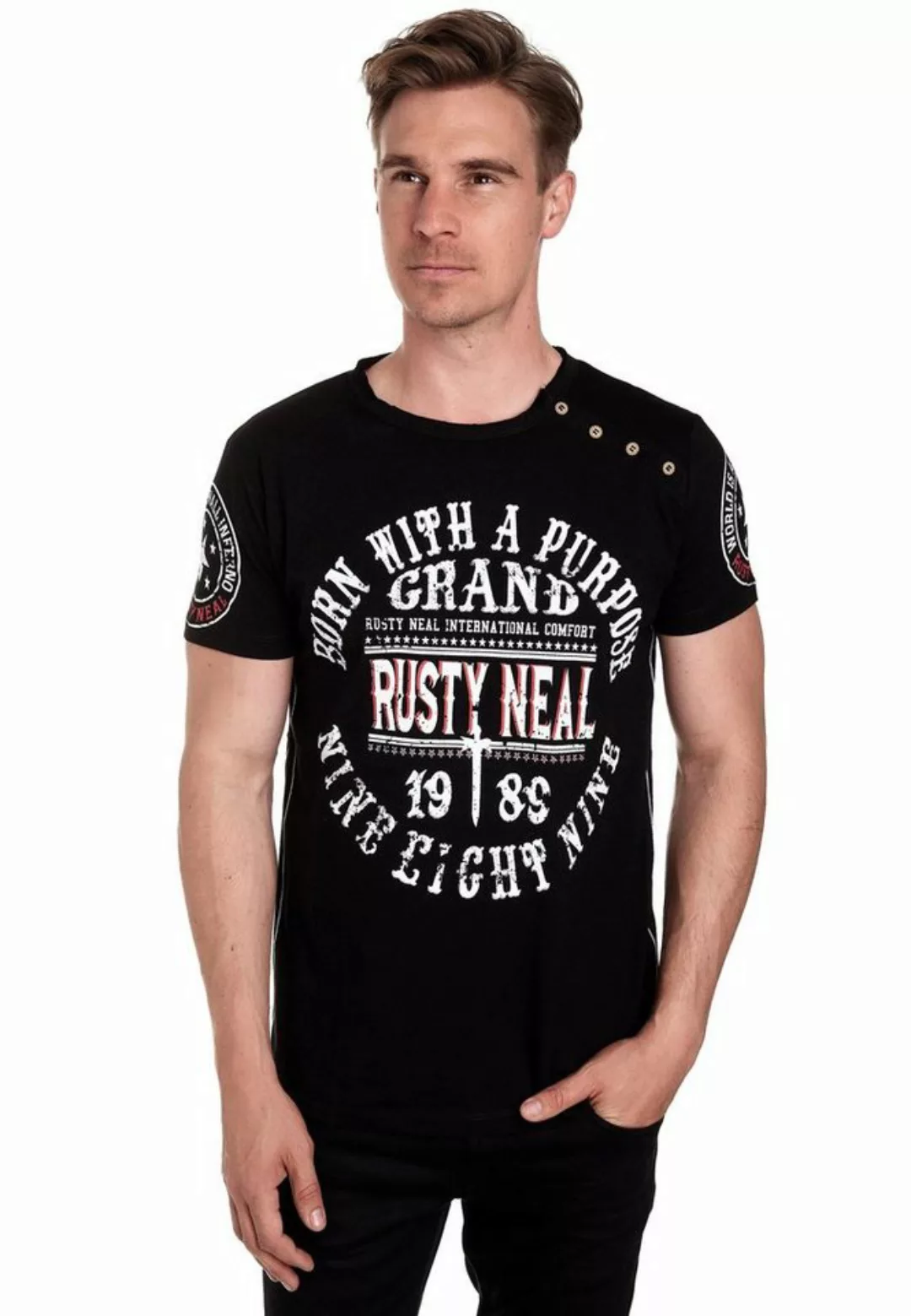 Rusty Neal T-Shirt, mit seitlicher Knopfleiste günstig online kaufen