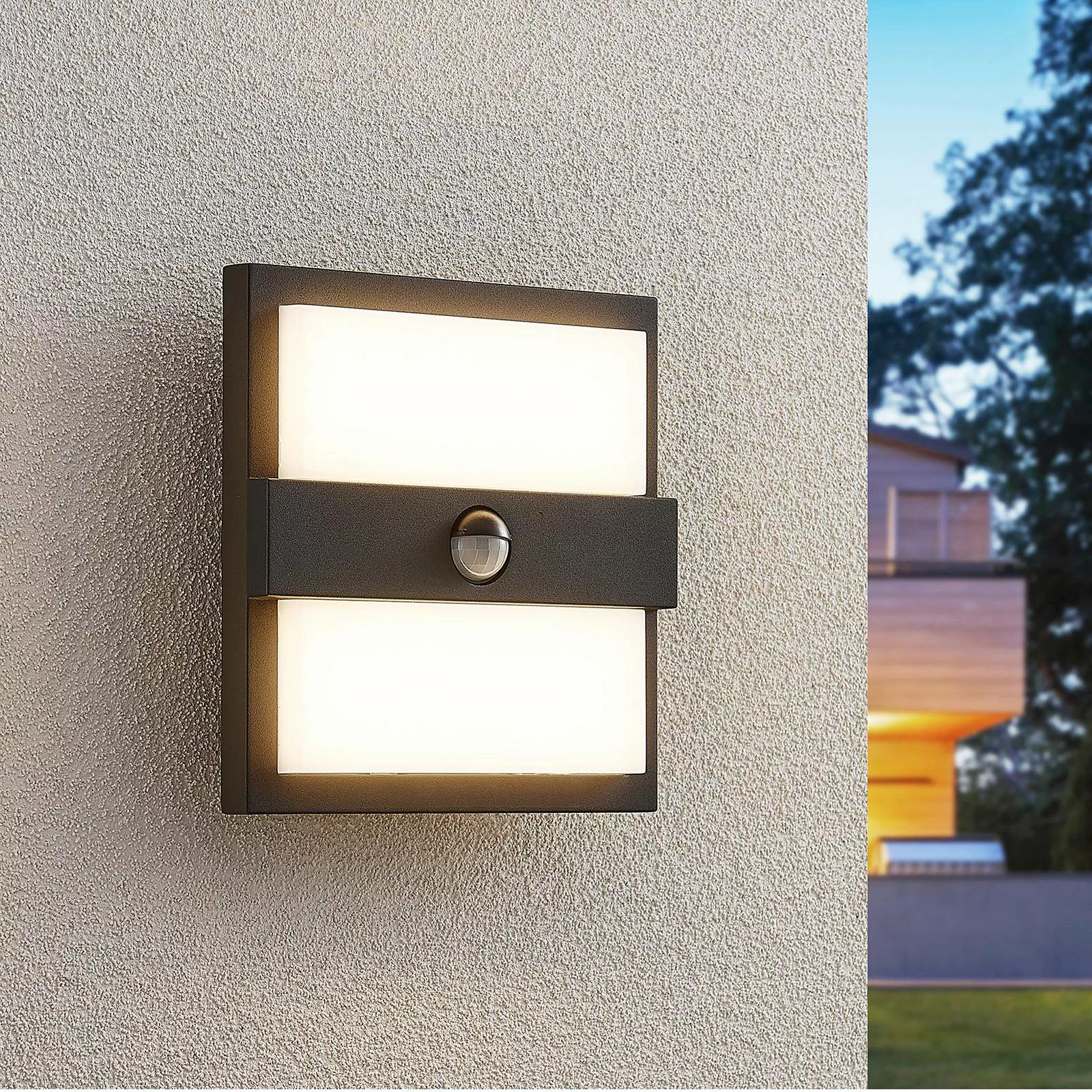 Lucande Gylfi LED-Außenwandleuchte quadrat.+Sensor günstig online kaufen