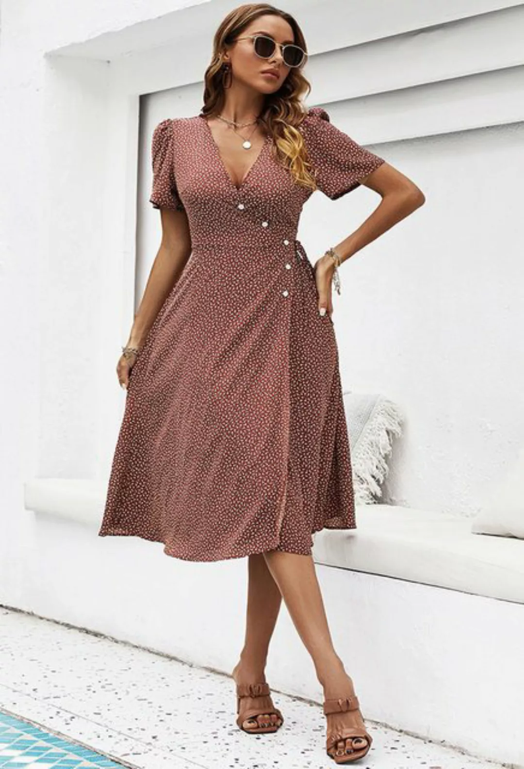 SEGUEN Sommerkleid Sommerliches elegantes einteiliges bedrucktes Kleid mit günstig online kaufen