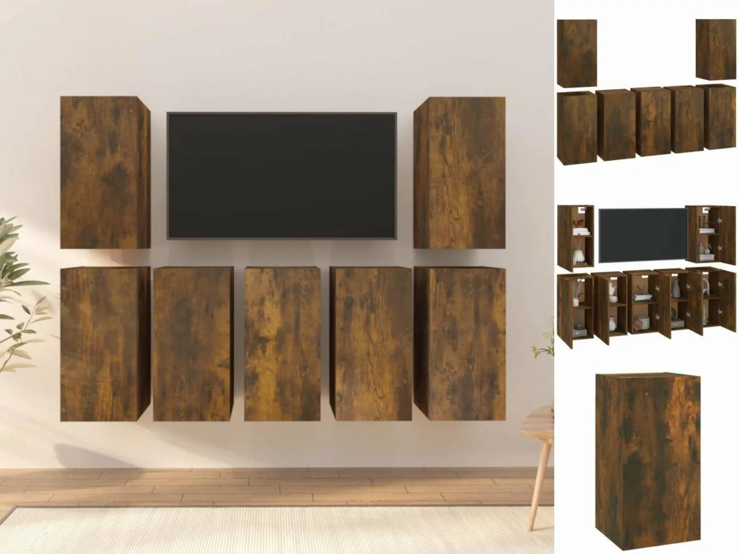 vidaXL TV-Schrank TV-Schränke 7 Stk Räuchereiche 30,5x30x60 cm Holzwerkstof günstig online kaufen