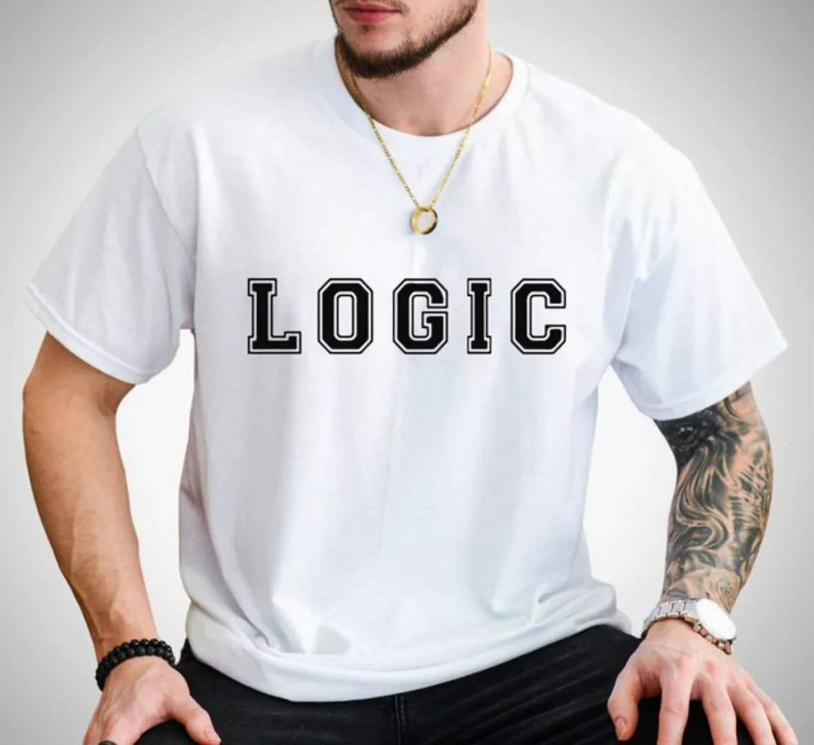 Quality Elegance Print-Shirt LOGIC Basic Cotton T-shirt günstig online kaufen