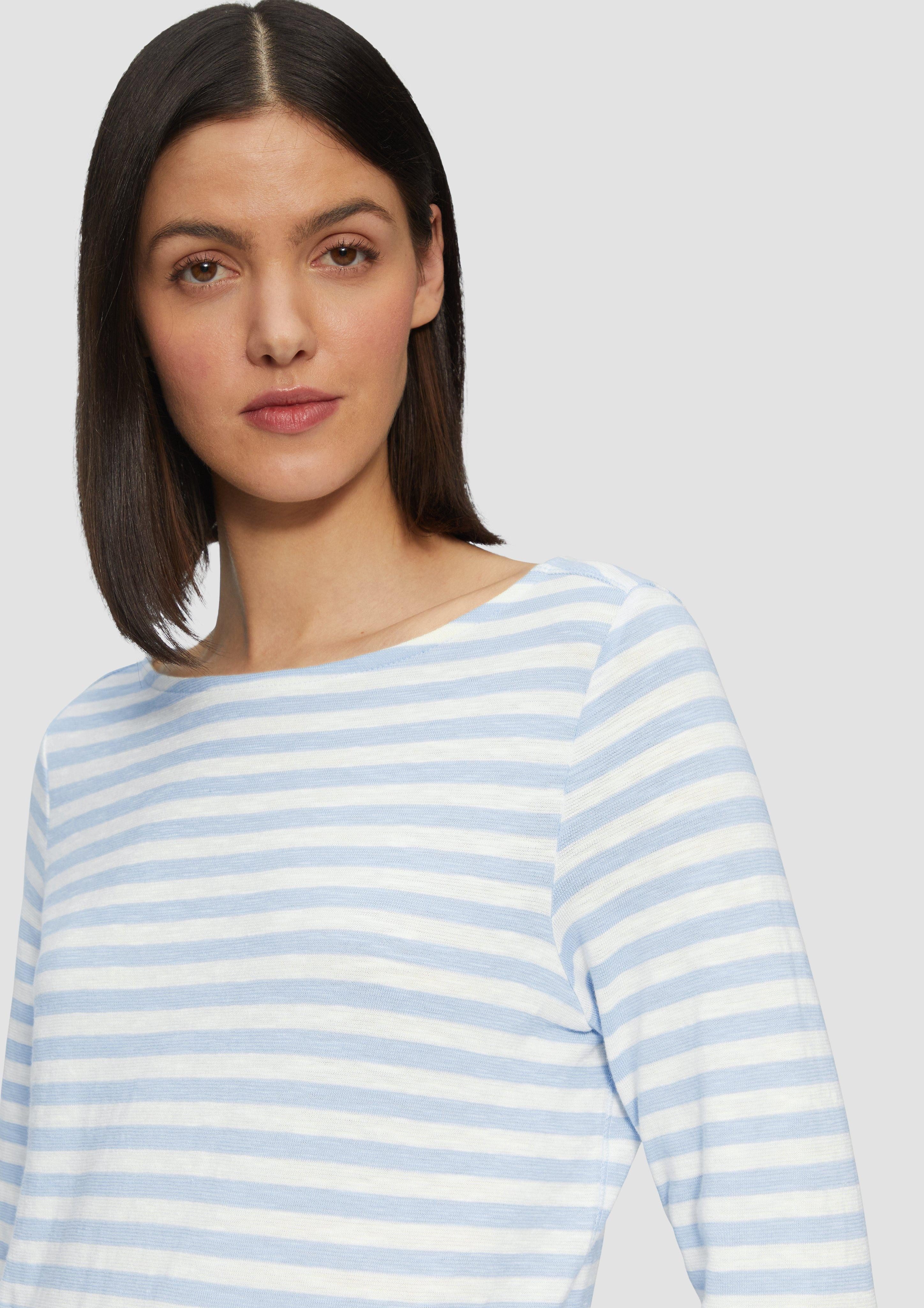 s.Oliver Langarmshirt Geringeltes Langarmshirt aus Flammgarn günstig online kaufen
