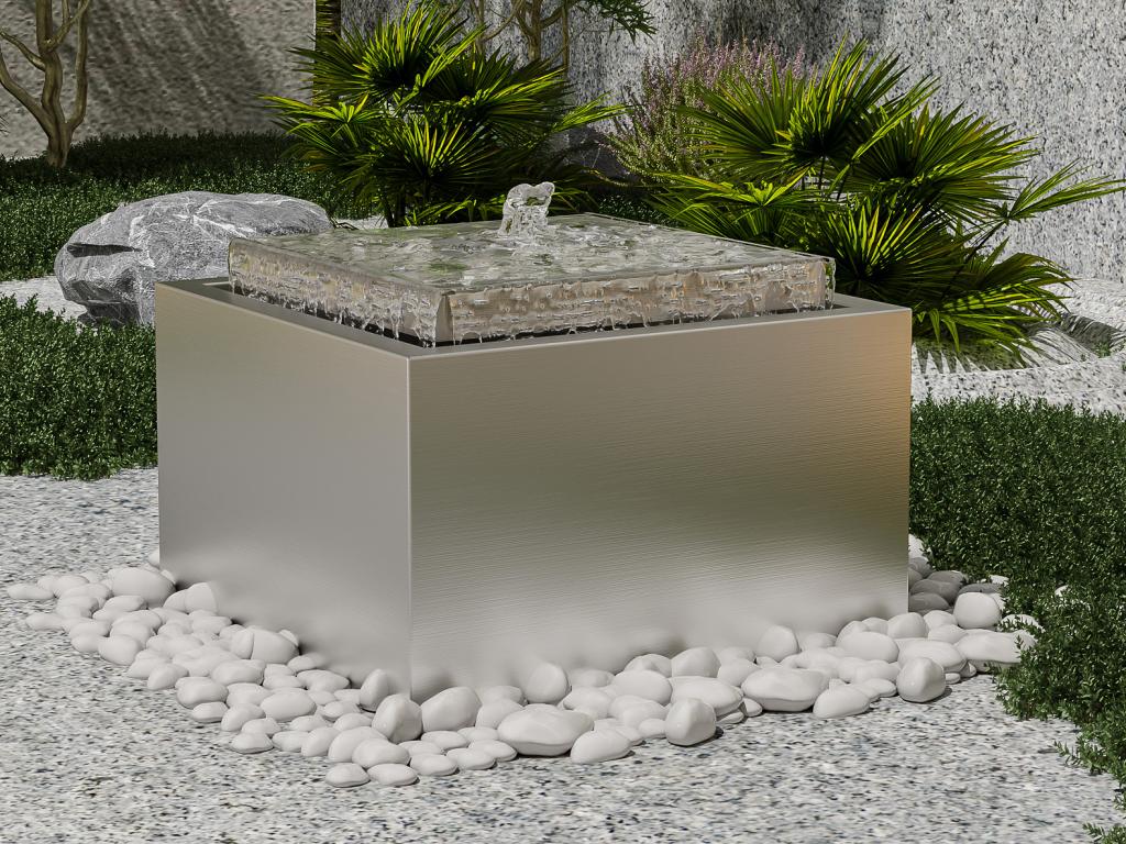 Außenbrunnen aus Edelstahl - H 34 cm - Silberfarben - TILAPIA günstig online kaufen