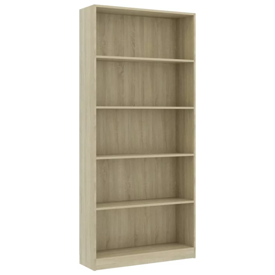 Bücherregal 5 Fächer Sonoma-eiche 80 X 24 X 175 Cm Spanplatte günstig online kaufen