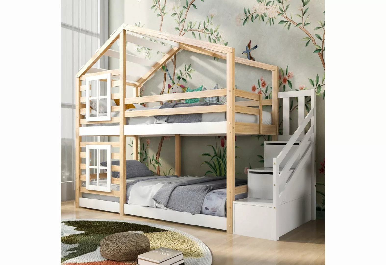 liebtech Kinderbett Baumhaus mit Schubladen und Rausfallschutz 90 x 200 cm günstig online kaufen