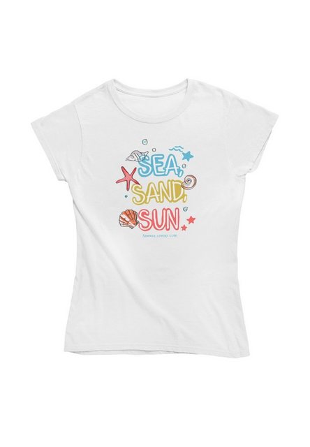 Novux T-Shirt SEA SAND SUN Damen Tshirt Farbe Weiß (1-tlg) aus Baumwolle günstig online kaufen