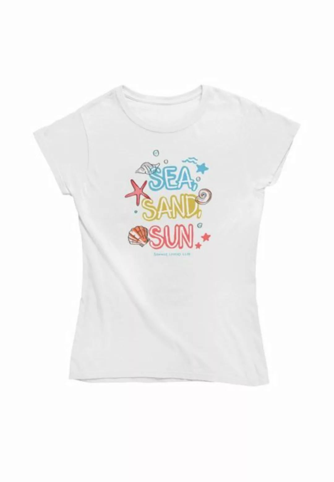 Novux T-Shirt SEA SAND SUN Damen Tshirt Farbe Weiß (1-tlg) aus Baumwolle günstig online kaufen