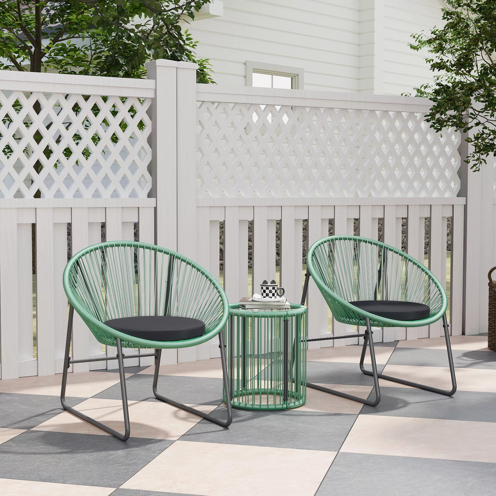 Outsunny Polyrattan Gartenmöbel Set, Outdoor Lounge Balkonmöbel für 2 Perso günstig online kaufen