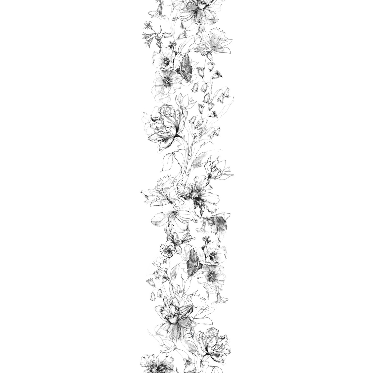 Marburg Vliestapete Blumen Crushed-Optik Modern 270 cm x 70 cm Schwarz günstig online kaufen