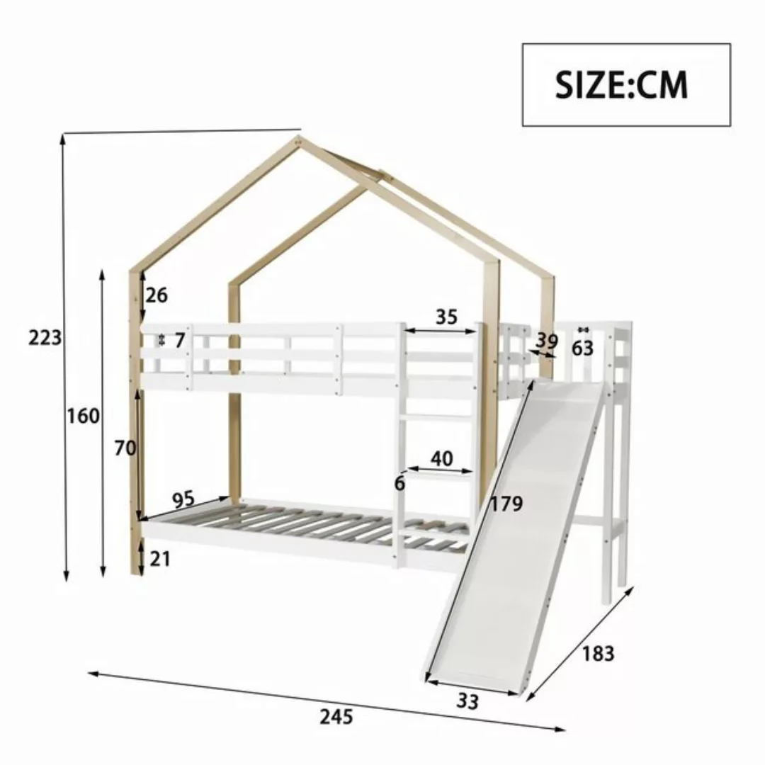 HAUSS SPLOE Etagenbett 90x200 cm mit Rutsche und Leiter, Absturzsicherung, günstig online kaufen