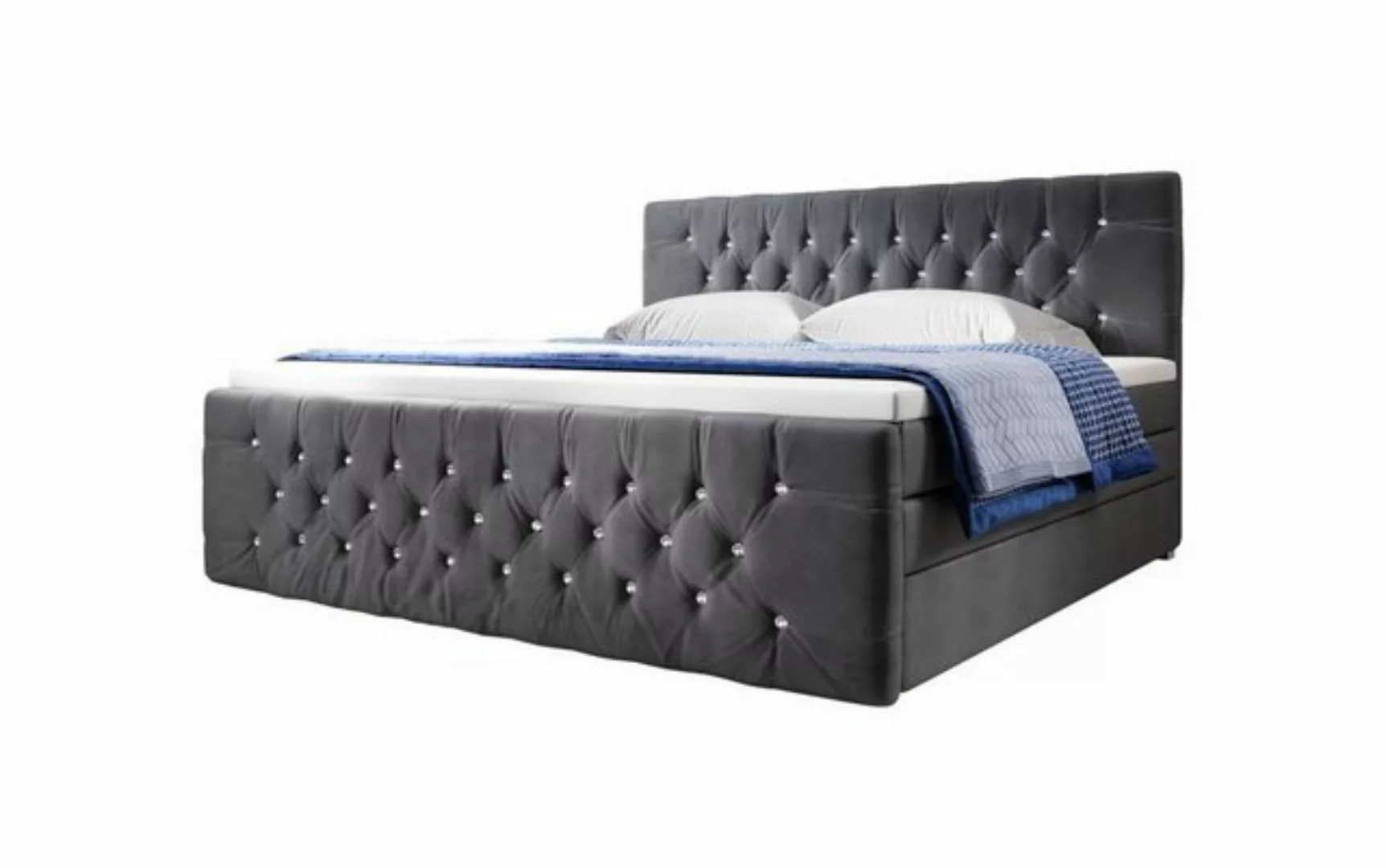 Baidani Boxspringbett Nobile, inkl Topper, Matratze, Stauraum und Strassste günstig online kaufen