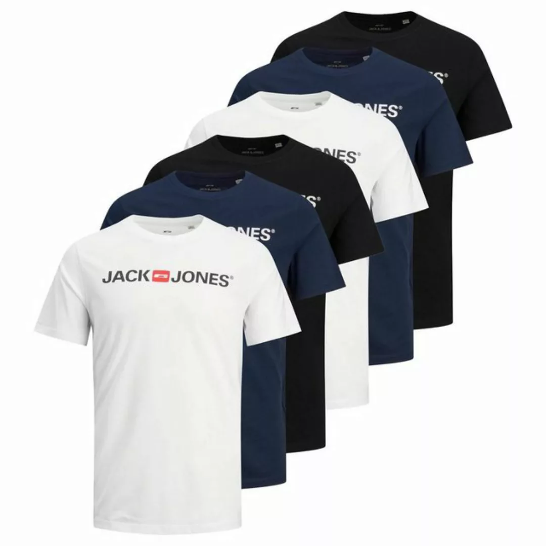 Jack & Jones T-Shirt Herren T-Shirt, 6er Pack - JJECORP LOGO TEE CREW günstig online kaufen