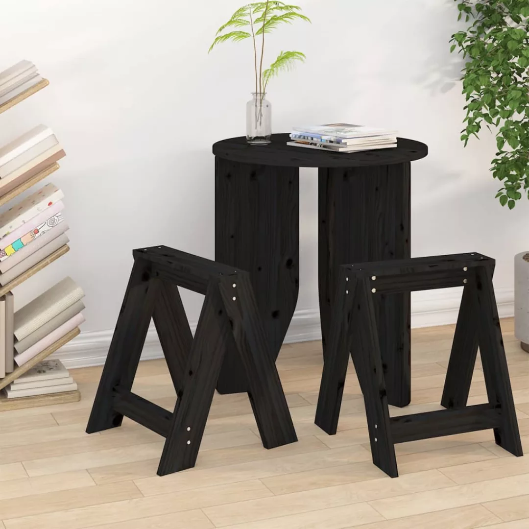 Vidaxl Hocker 2 Stk. Schwarz 40x40x45 Cm Massivholz Kiefer günstig online kaufen