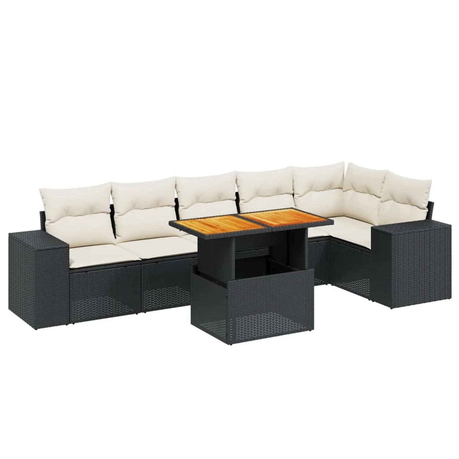 vidaXL 7-Tlg Garten-Sofagarnitur mit Kissen Schwarz Poly Rattan 3272645 günstig online kaufen