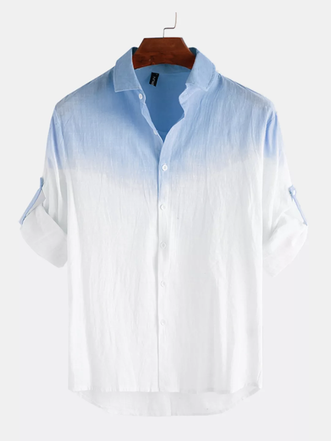 Herren Baumwolle Farbverlauf Drucken Casual Langarm Shirt günstig online kaufen
