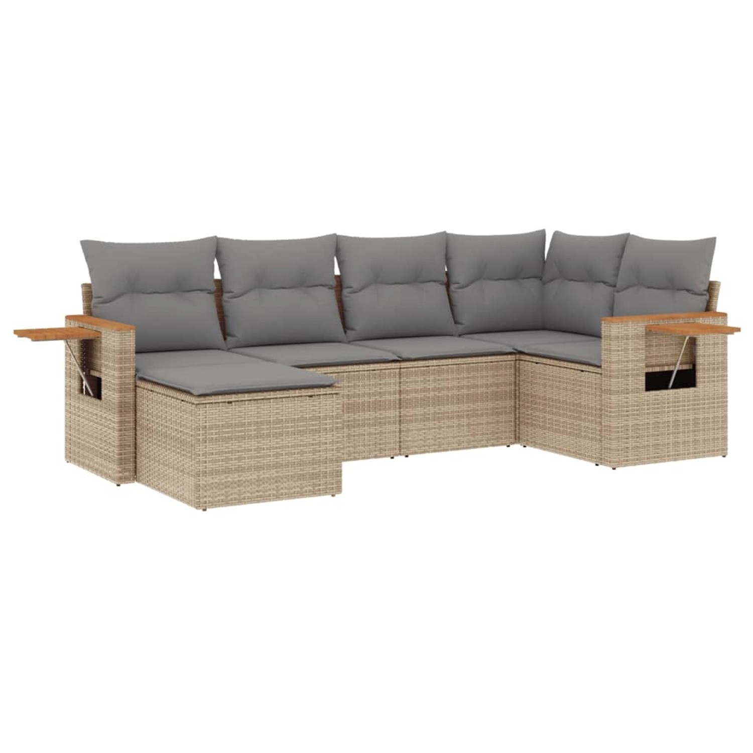 vidaXL 6-Tlg Garten-Sofagarnitur mit Kissen Beige Poly Rattan 3227018 günstig online kaufen
