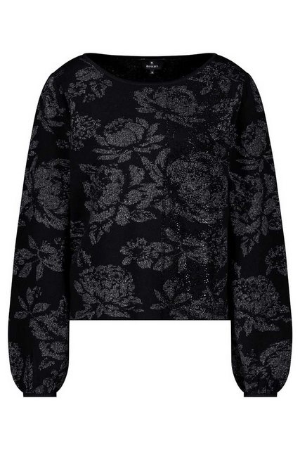 Monari Blusenshirt Strickpullover mit Lurexblumen schwarz gemustert günstig online kaufen