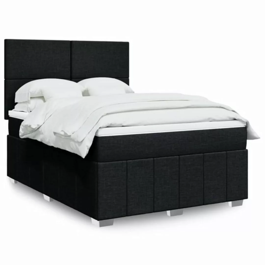 vidaXL Boxspringbett, Boxspringbett mit Matratze Schwarz 140x200 cm Stoff günstig online kaufen