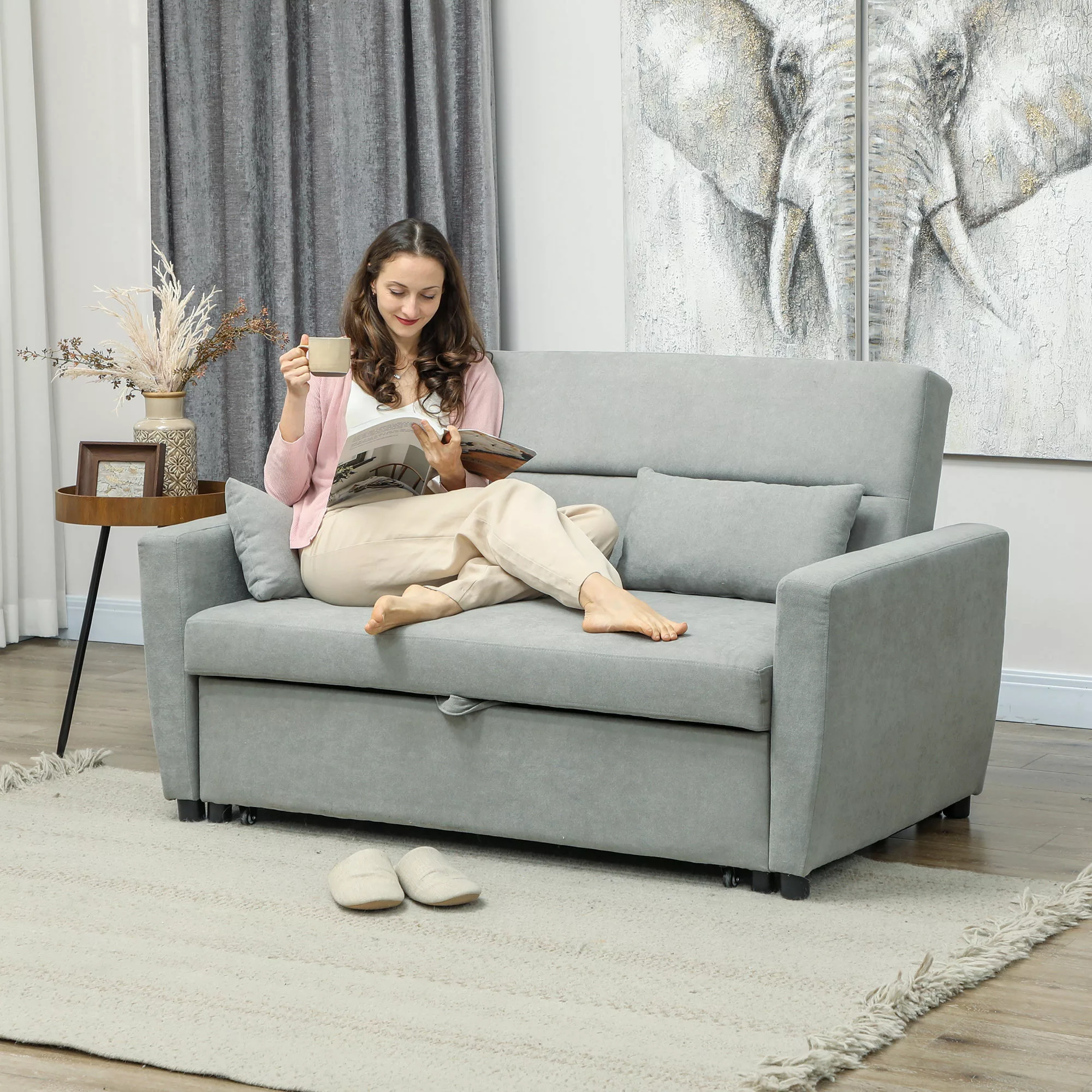 HOMCOM Schlafsofa, 2-Sitzer Sofa mit Schlaffunktion, Verstellbare Rückenleh günstig online kaufen