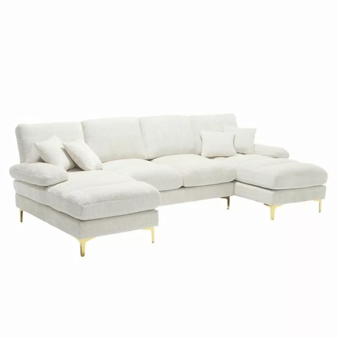 Rutaqian Big-Sofa Modernes großes U-förmiges Sofa aus Chenille-Stoff günstig online kaufen