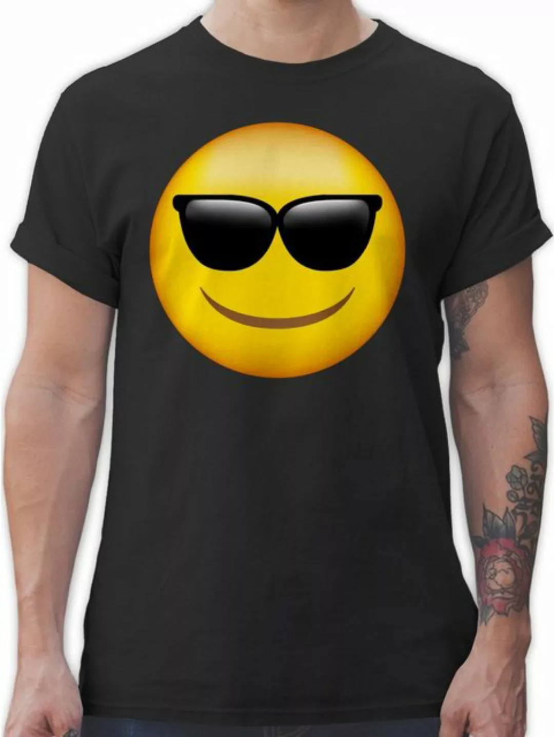 Shirtracer T-Shirt Emoticon Sonnenbrille / Sommer Sonne Cartoon Manga Anime günstig online kaufen