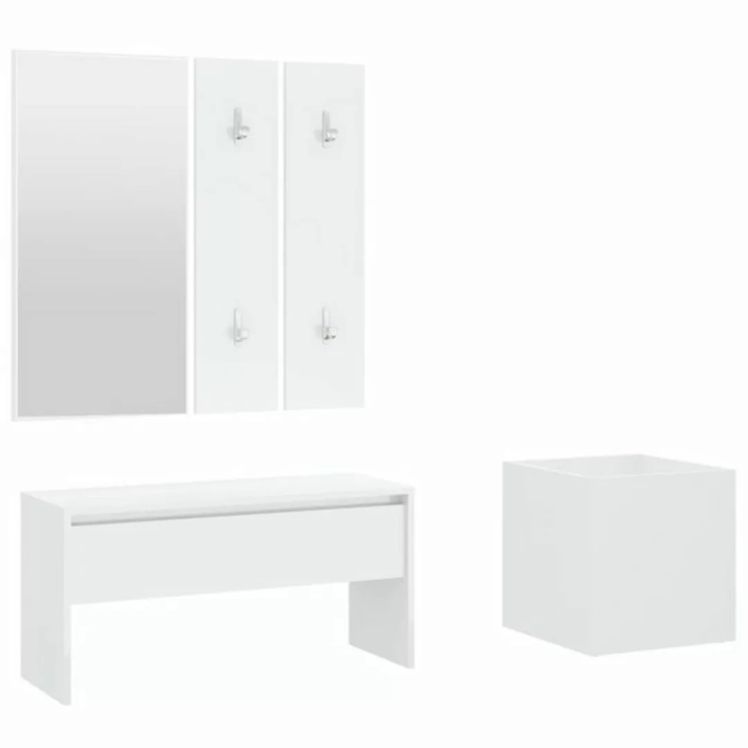furnicato Kleiderschrank Flurmöbel-Set Weiß Holzwerkstoff (1-St) günstig online kaufen