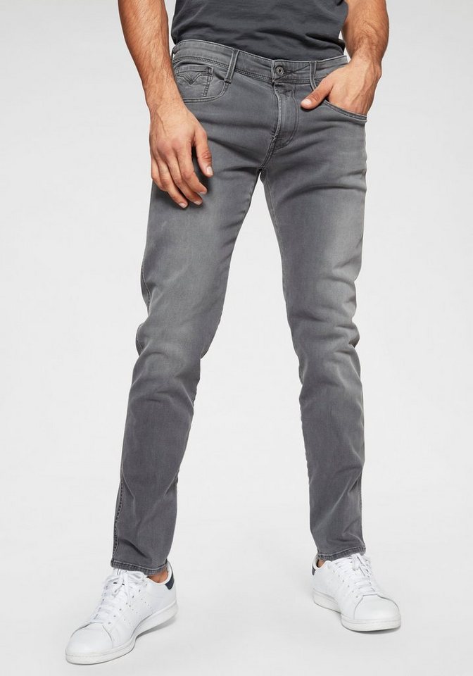 Replay Herren Jeans Anbass - Slim Fit - Grau - Dark Grey Denim günstig online kaufen