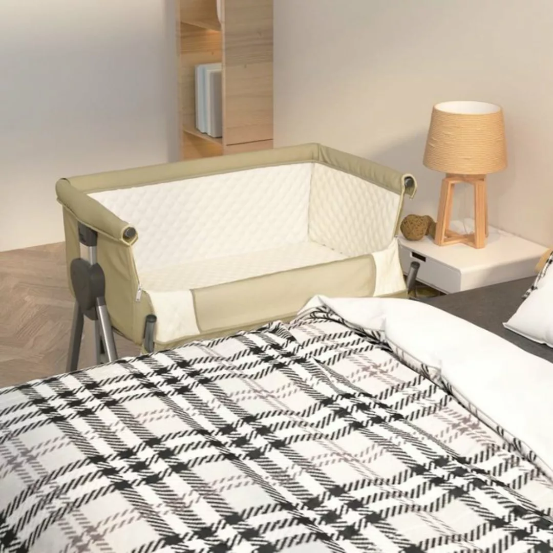 Vidaxl Babybett Mit Matratze Taupe Leinenstoff günstig online kaufen