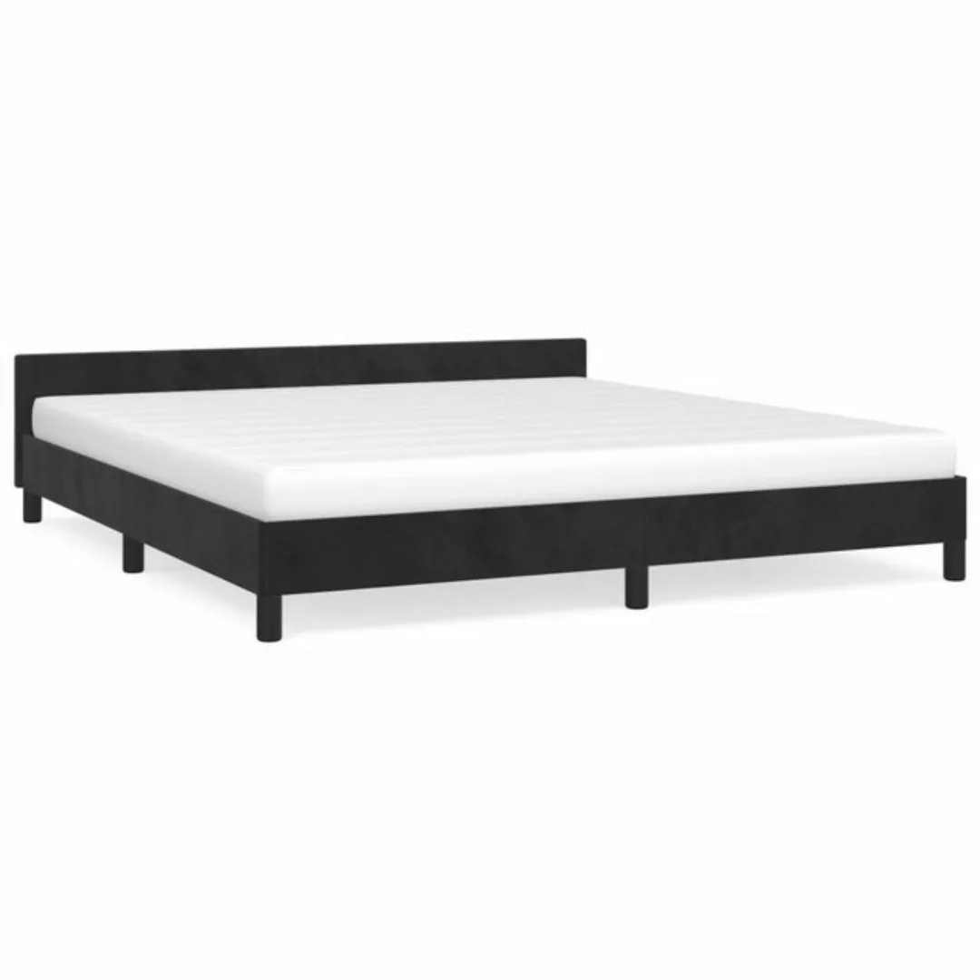 furnicato Bett Bettgestell mit Kopfteil Schwarz 180x200 cm Samt günstig online kaufen