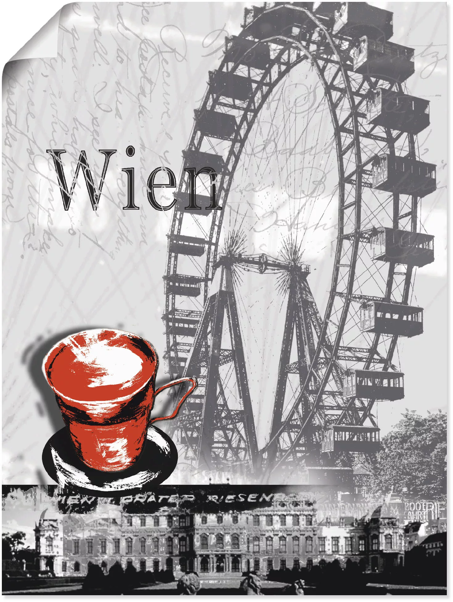 Artland Wandbild "Wien - Melange - Kaffee", Gebäude, (1 St.), als Alubild, günstig online kaufen