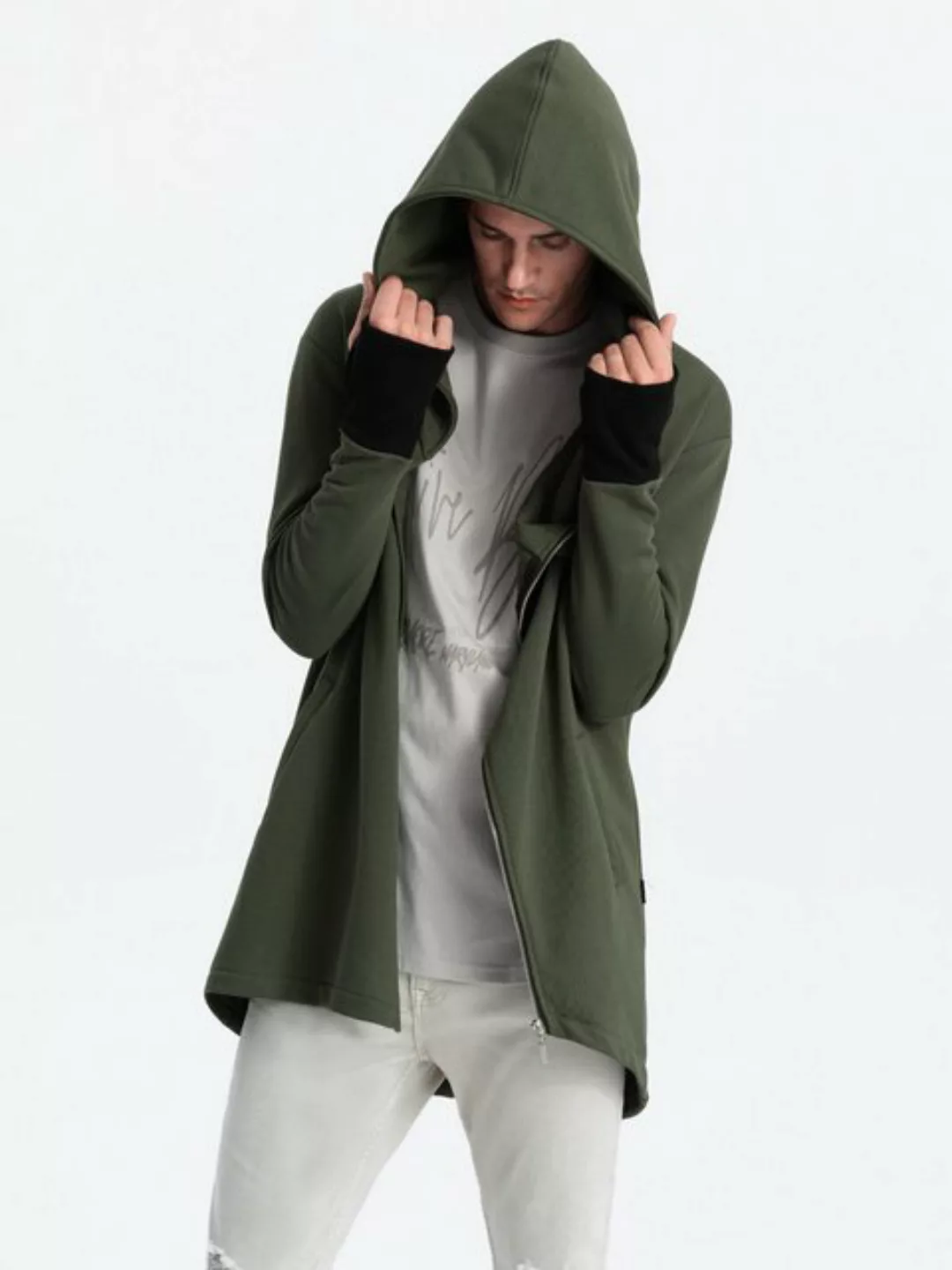 OMBRE Kapuzensweatshirt Asymmetrisches Herren-Sweatshirt mit einer geräumig günstig online kaufen
