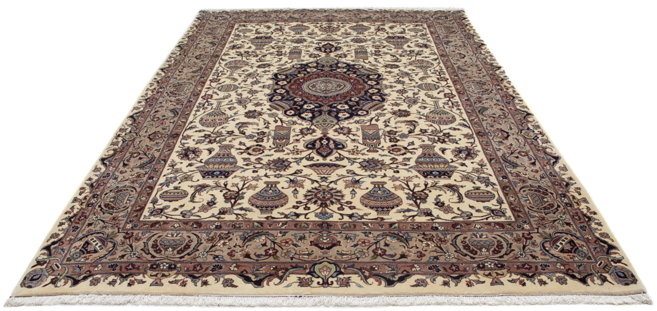 morgenland Wollteppich »Kaschmar Medaillon Beige 304 x 203 cm«, rechteckig, günstig online kaufen