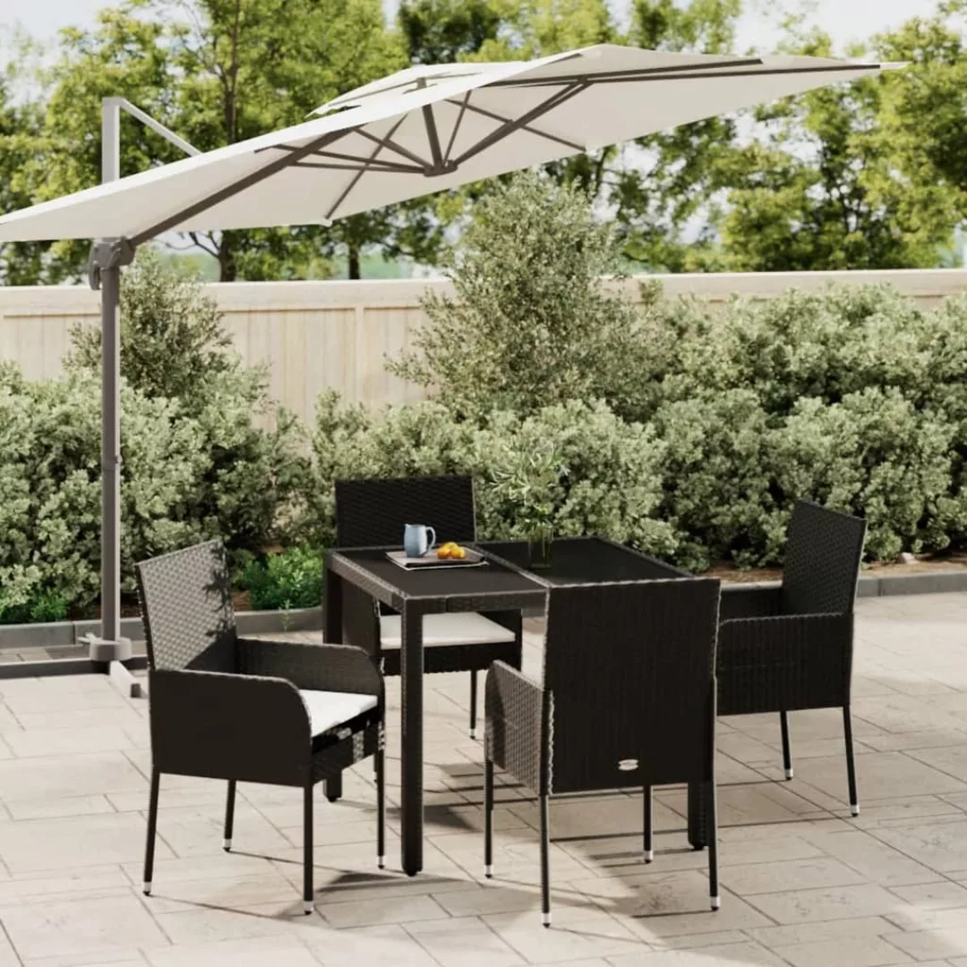 Vidaxl 5-tlg. Garten-essgruppe Mit Kissen Schwarz Poly Rattan günstig online kaufen