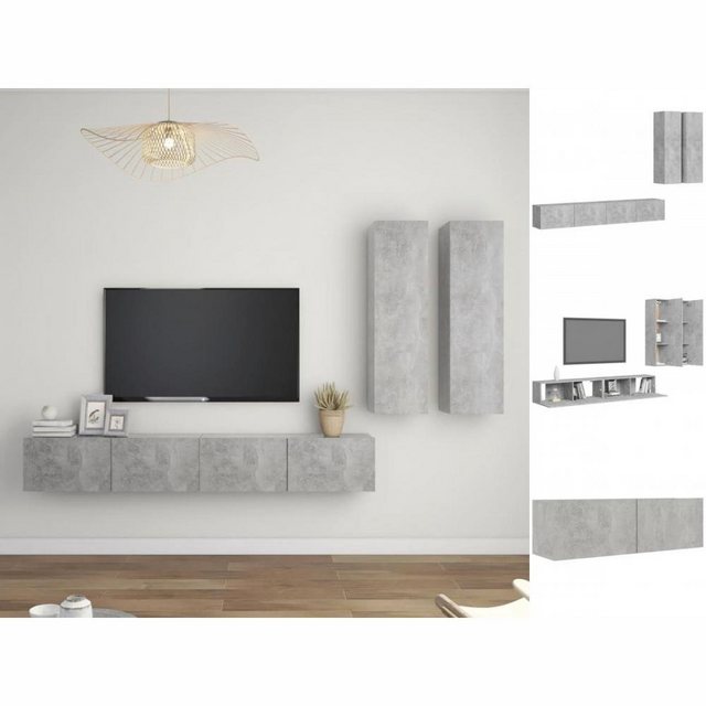 vidaXL TV-Schrank 4-tlg TV-Schrank-Set Betongrau Spanplatte günstig online kaufen