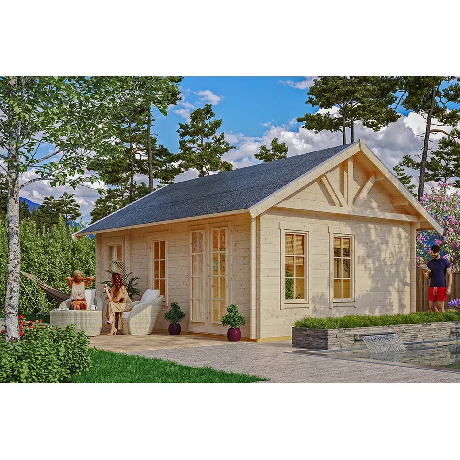 Skan Holz-Gartenhaus/Gerätehaus Bern 2 mit Dachlattung B x T 420 cm x 560 c günstig online kaufen