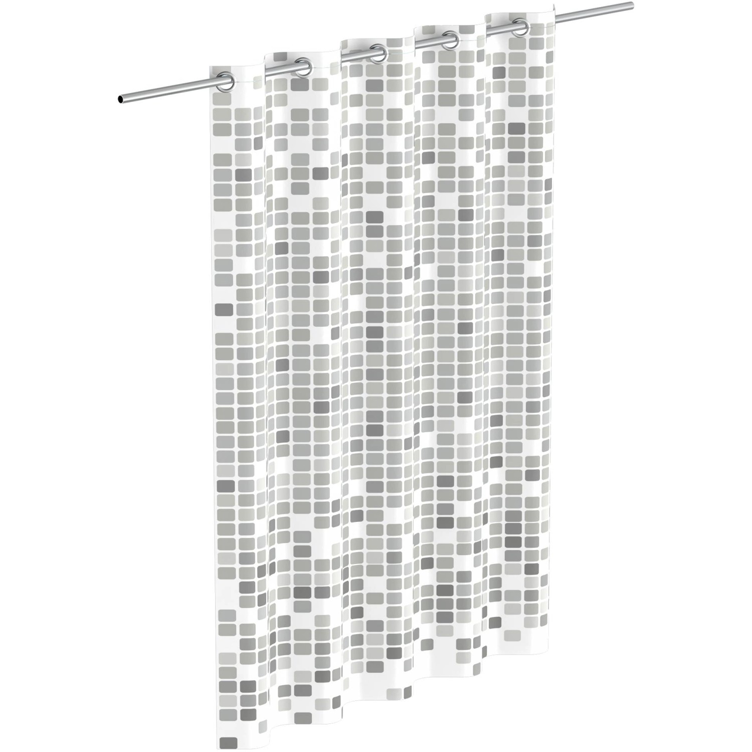 Eisl Textil Duschvorhang mit Motiv Mosaik Grau 180 cm x 200 cm Waschbar günstig online kaufen
