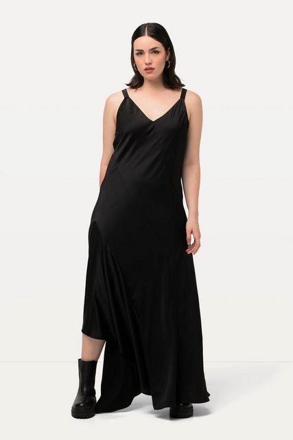 Ulla Popken Cocktailkleid Satin-Maxikleid A-Linie V-Ausschnitt ärmellos günstig online kaufen