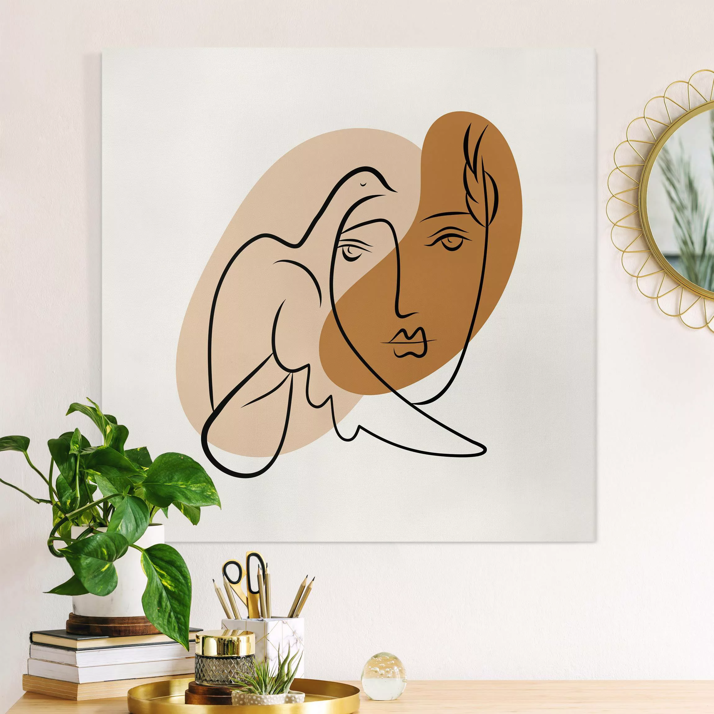 Leinwandbild Picasso Interpretation - Dame mit Taube günstig online kaufen