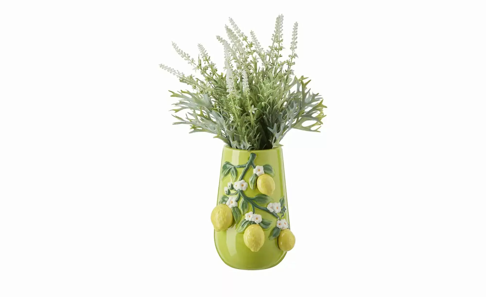 HOME STORY Vase Zitronen   ¦ grün ¦ Dolomite ¦ Maße (cm): B: 16 H: 22 T: 14 günstig online kaufen