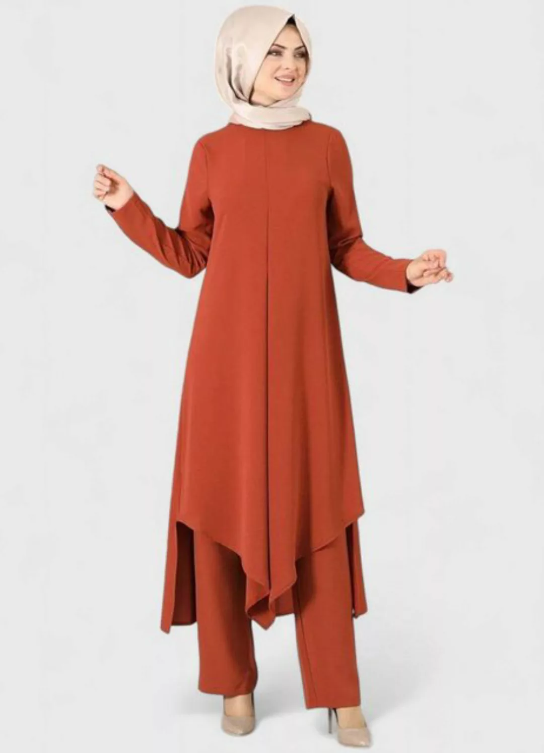 Modavitrini Longtunika Damen Zweiteiler Set mit weiter Hose - Modest Fashio günstig online kaufen