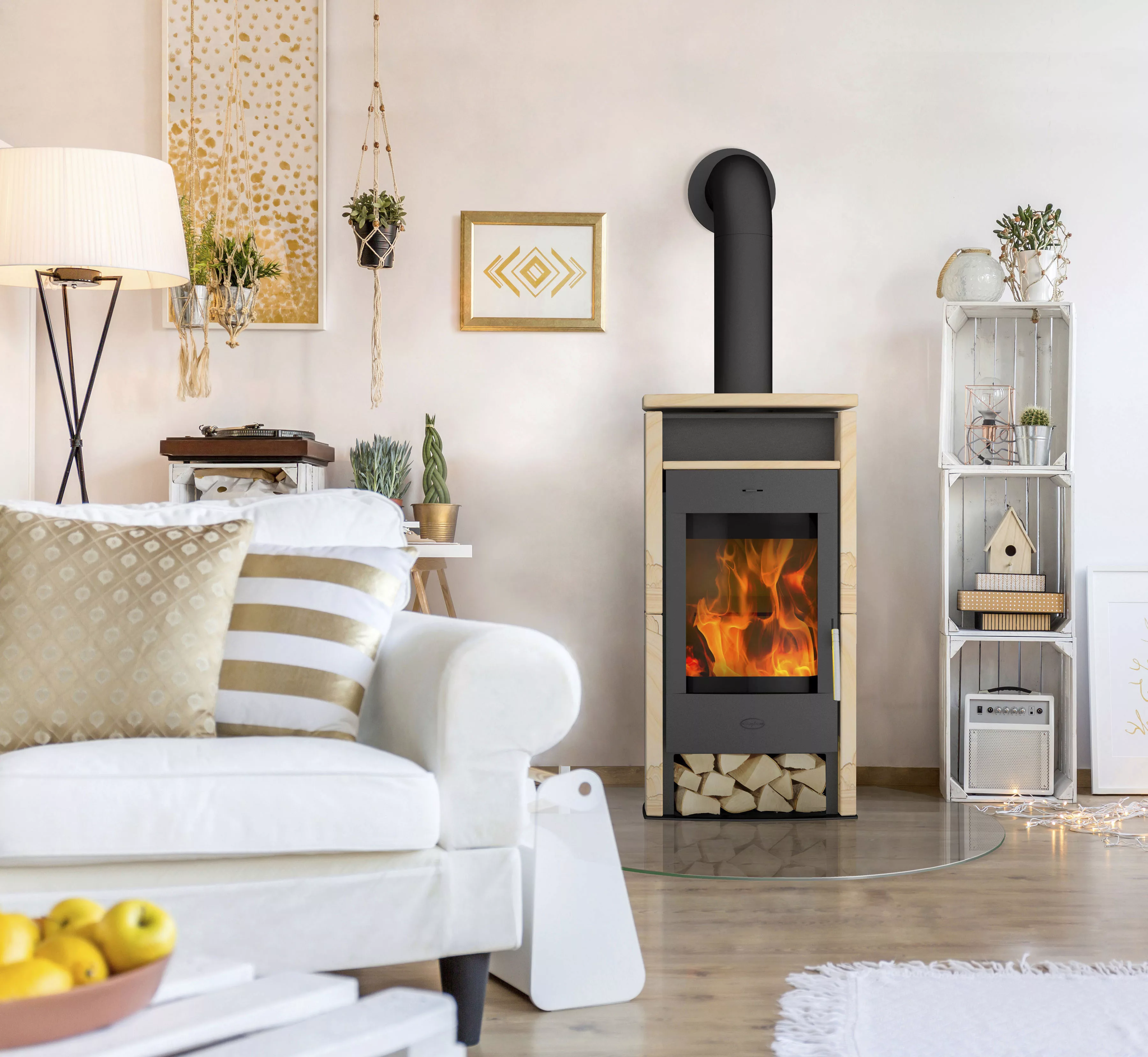 Fireplace Kaminofen Sandstein Schwarz 6 kW günstig online kaufen