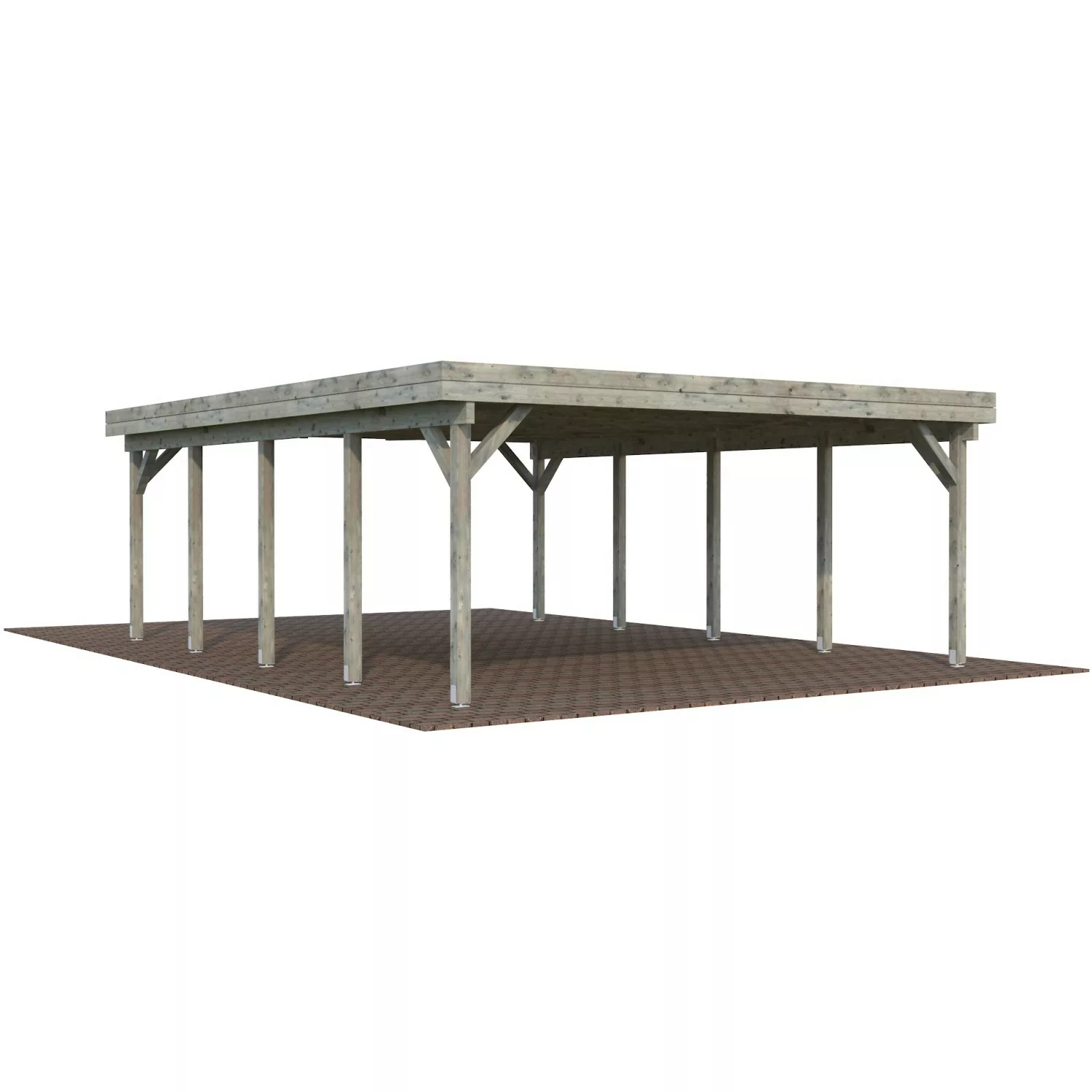 Palmako Doppelcarport Karl Grau tauchgrundiert 600 cm x 762 cm günstig online kaufen