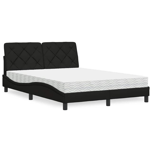 vidaXL Bett Bett mit Matratze Schwarz 140x200 cm Stoff günstig online kaufen