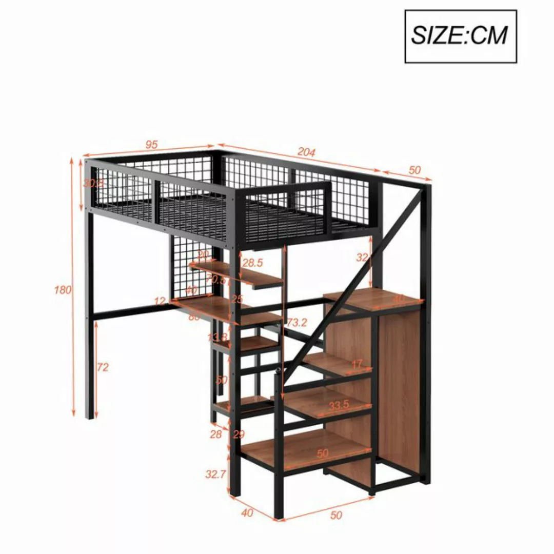 Flieks Hochbett Kinderbett 90x200cm mit Tisch/Leiter/Regal/Kleiderschrank ( günstig online kaufen